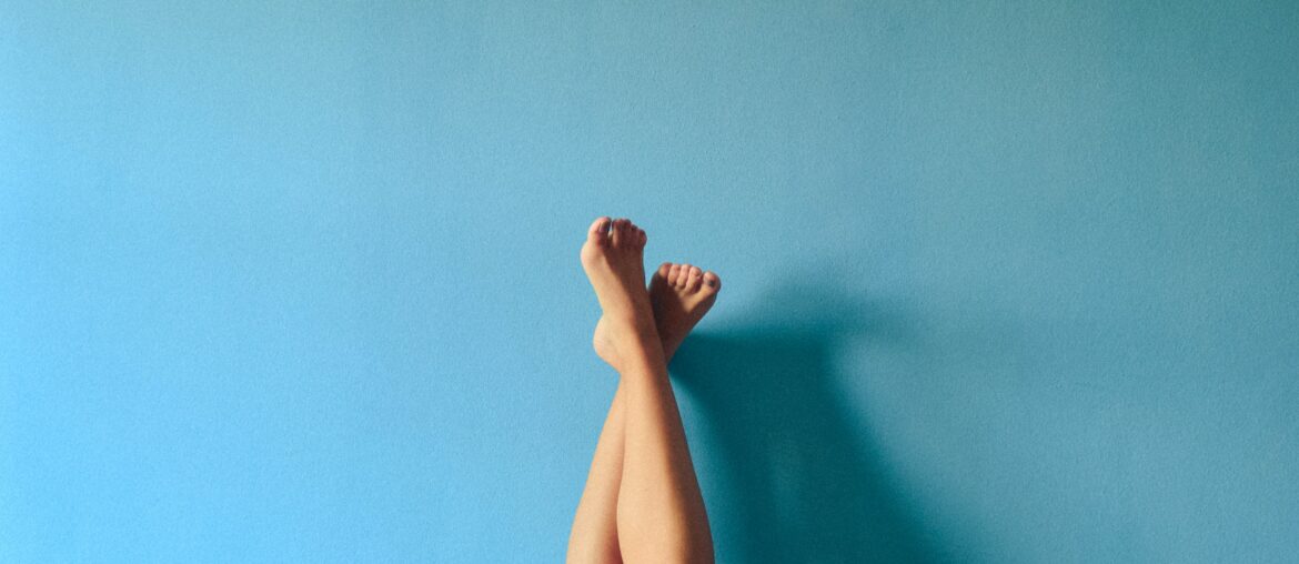 Legs on a blue background
