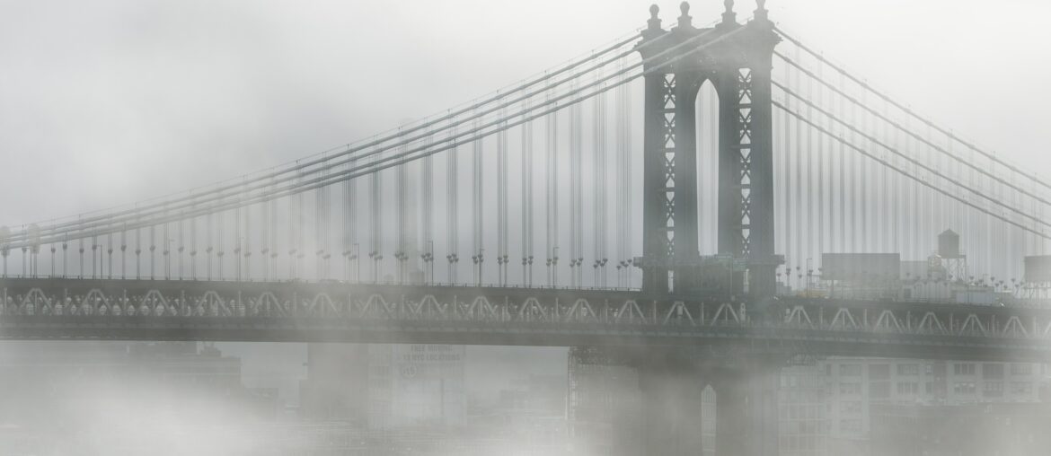 Fog over Brooklyn Bridge