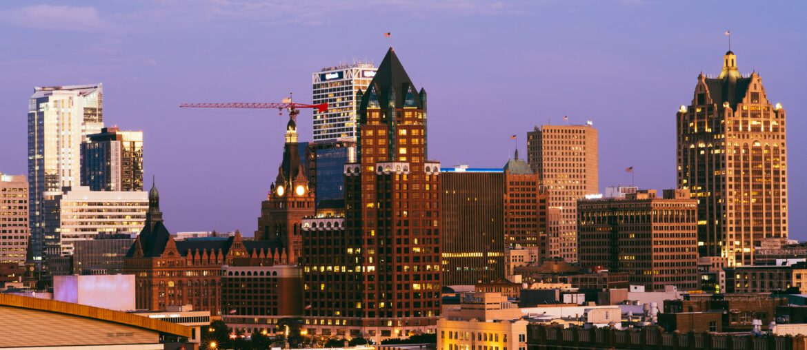 Purple sky over Milwaukee, Wisconsin